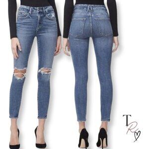 Good American Denim Good Legs Crop High Rise Ripped Skinny Jeans Size 27 US 4